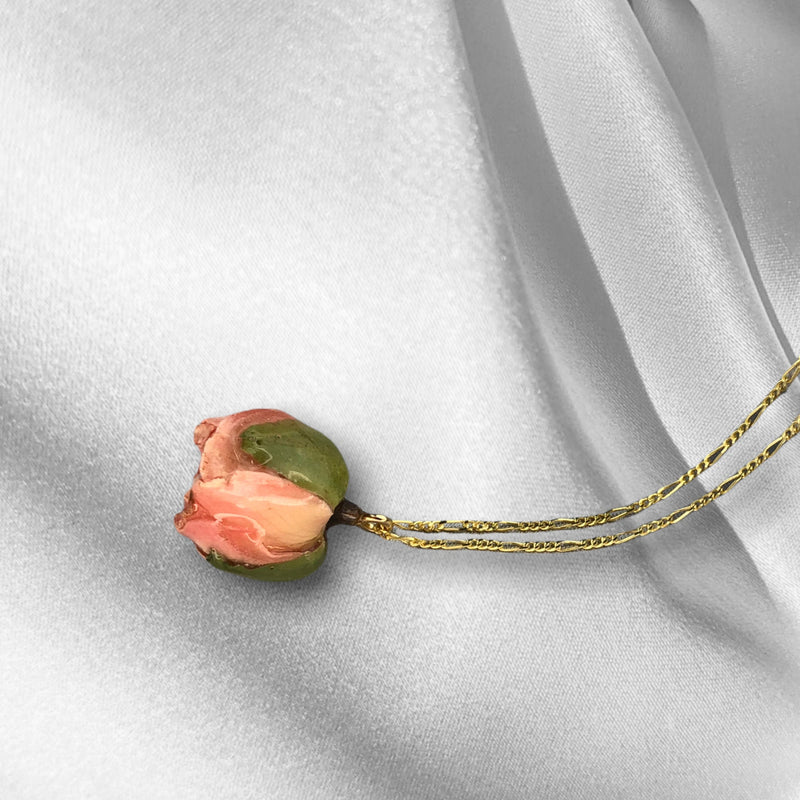 Real rose nose chain - 925 sterling gilded necklace with rose - K925-61