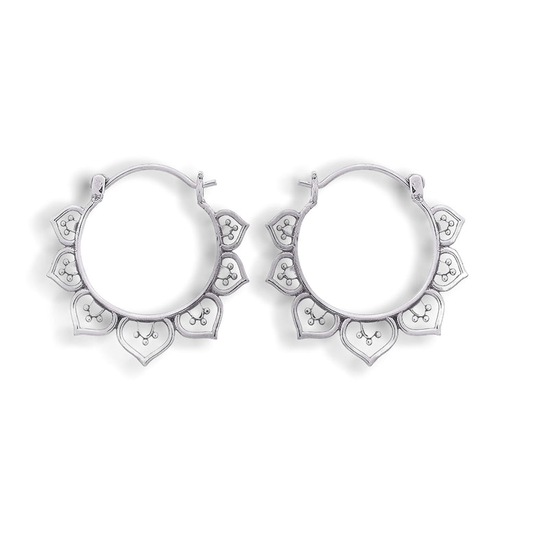 Karma Oriental Creoles - 925 Sterling Silver Earrings Earper25-84
