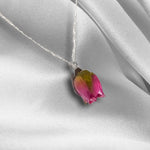 Real Rose Pendant with 925 Sterling Silver Chain-Botanical Necklace-K925-117