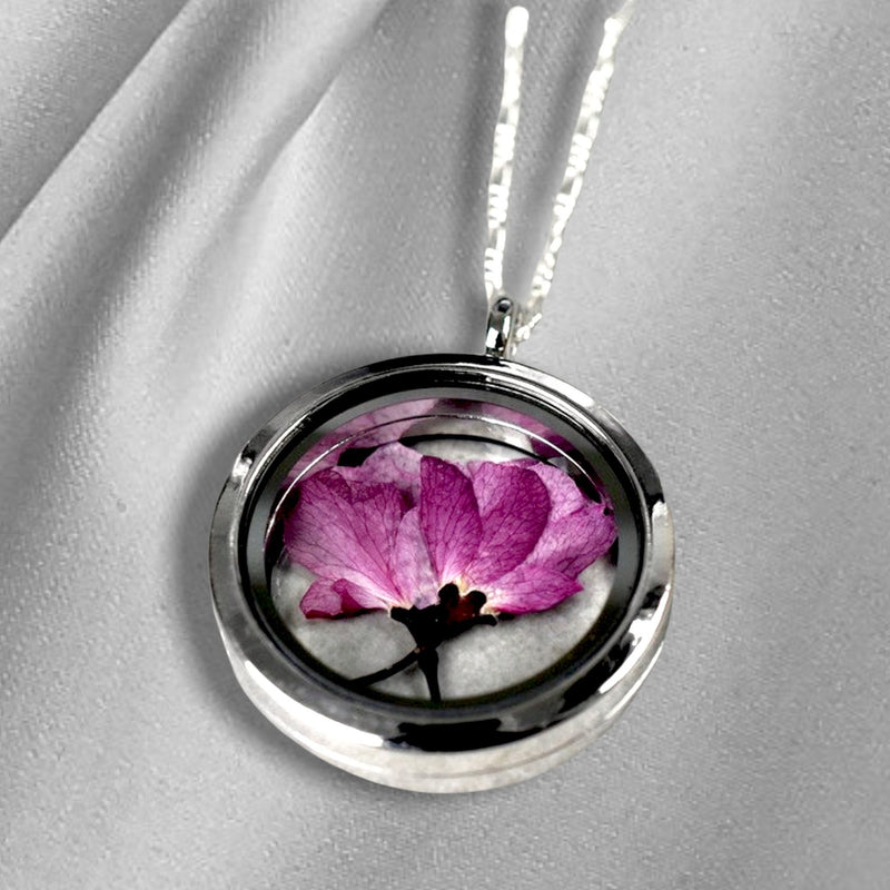 Japanese Cherry Blossom Medallion-925 Sterling Silver Chain Sakura cherry blossom pendant-K925-79