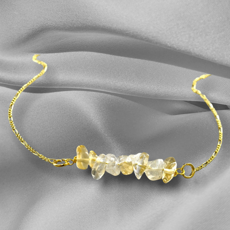 Citrine Gold Necklace-925 Sterling Gold-plated Minimalist Gemstone Jewelry-K925-149