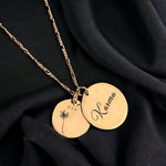 925 Sterling Rose Gold Plated Karma &amp; Dandelions Engraved Necklace - Customizable K925-89