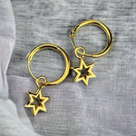 Sternen Ohrringe Creolen - 925 Sterling Gold Vergoldet - OHR925-134