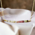 Turmalin gemstone rod necklace - 925 Sterling Gold Gold Gold-plated gemstone ring chain - K925-85