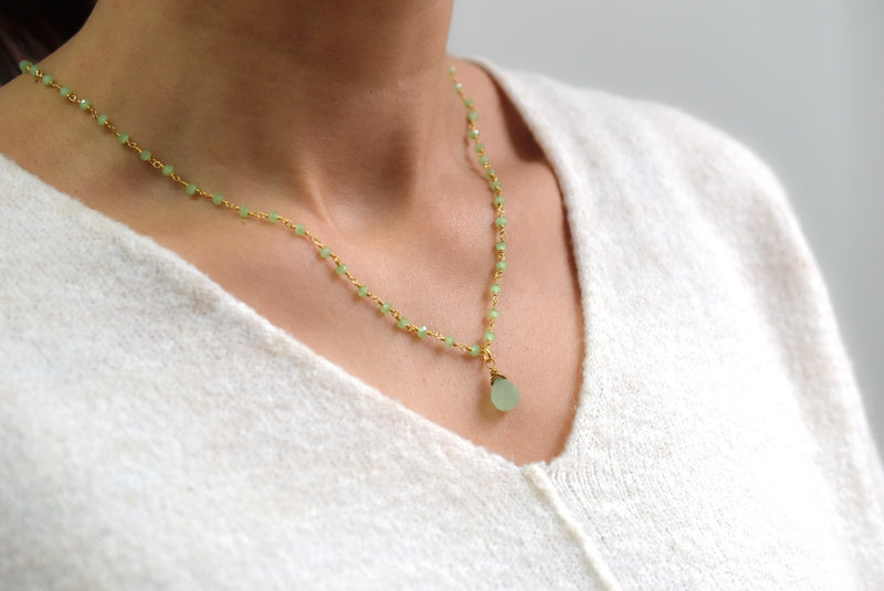 Gemstone chain with peridot drops