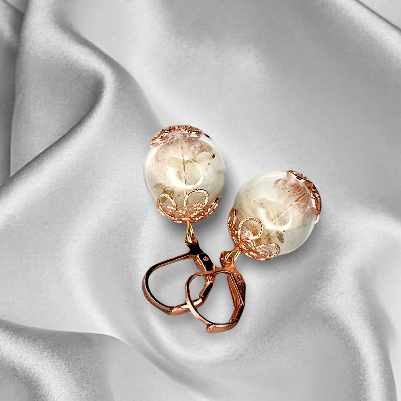 Rosegold Gold Plated Genuine Pusteblumen Earrings-Natural Jewelry-VINOHR-68