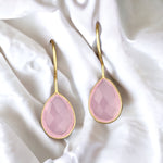 925 Sterling Silver Gold Plated Rose Quartz Gemstone Earrings
