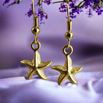 Sea stars Gold earrings- Gold-plated Elegant Marine Ocean earrings- VINOHR-82
