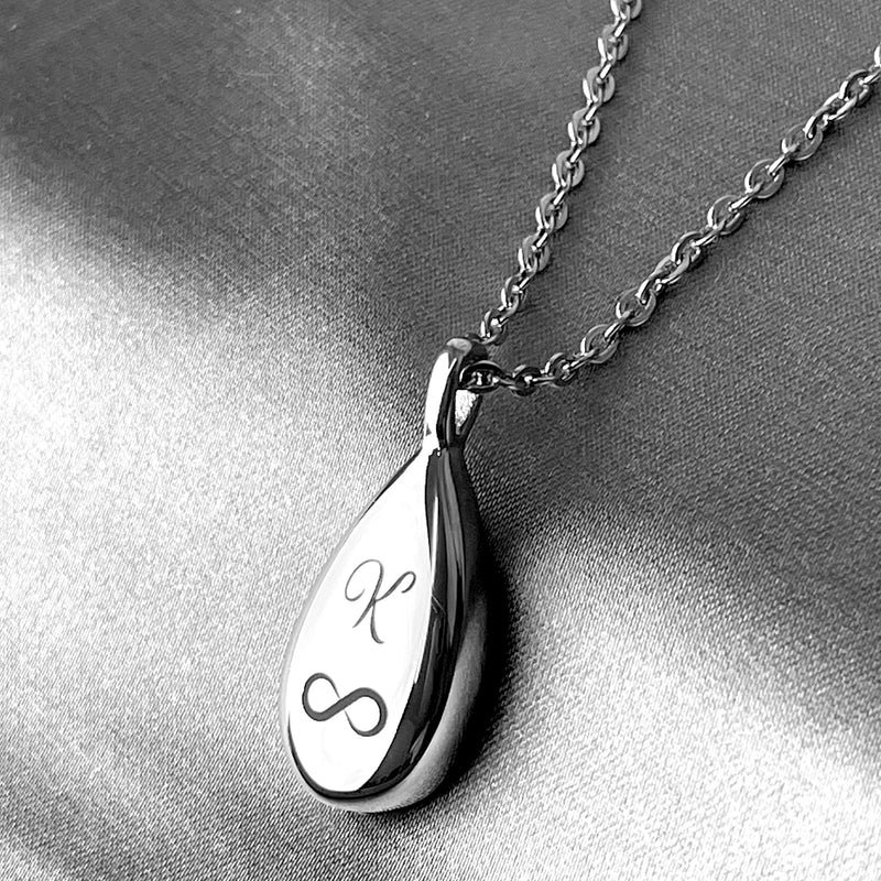 Urn Ash Bottle Pendant Cremation Silver Stainless Steel Chain - Customizable with ENGRAVING - Funeral Gift - VIK-05