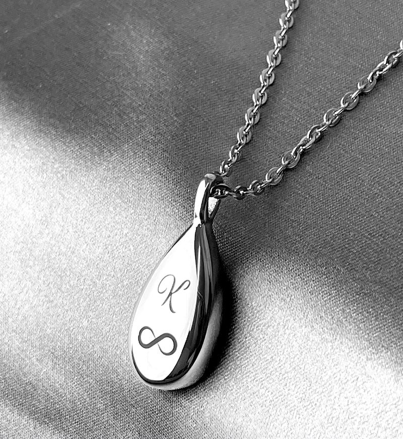Urn Ash Bottle Pendant Cremation Silver Stainless Steel Chain - Customizable with ENGRAVING - Funeral Gift - VIK-05