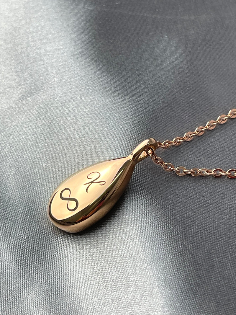 Urn Ash Bottle Pendant Cremation Rose Gold Stainless Steel Chain - Customizable with ENGRAVING - Funeral Gift - VIK-02