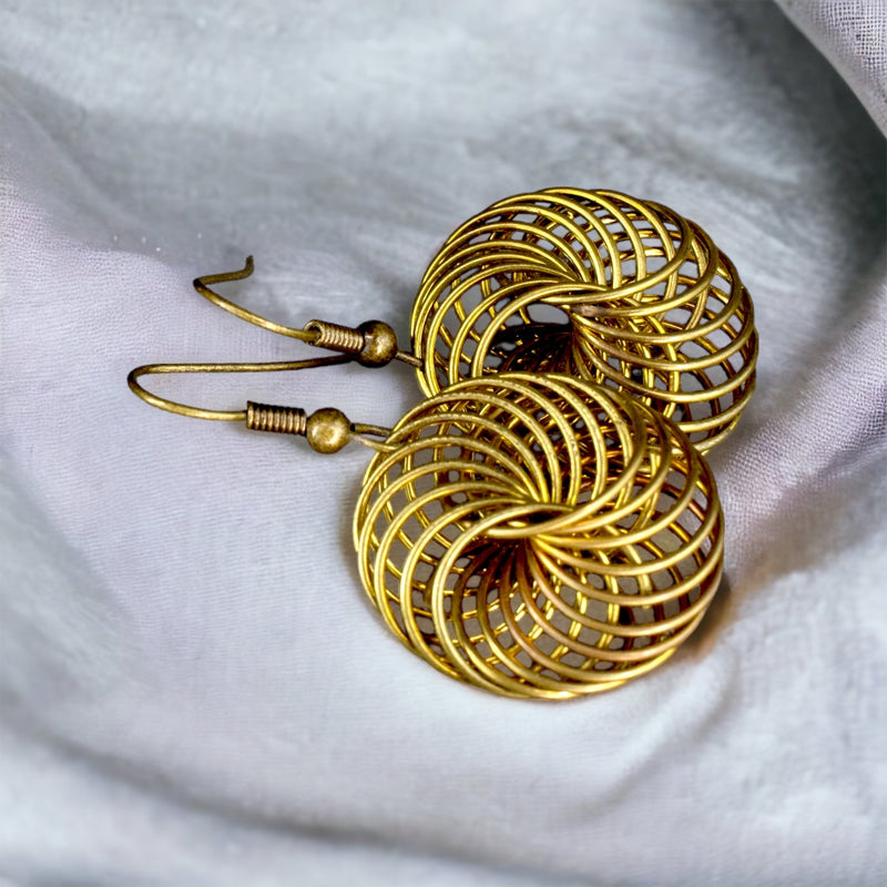 "Bird's nest" bronze earrings in Vintage style -VINOHR-83