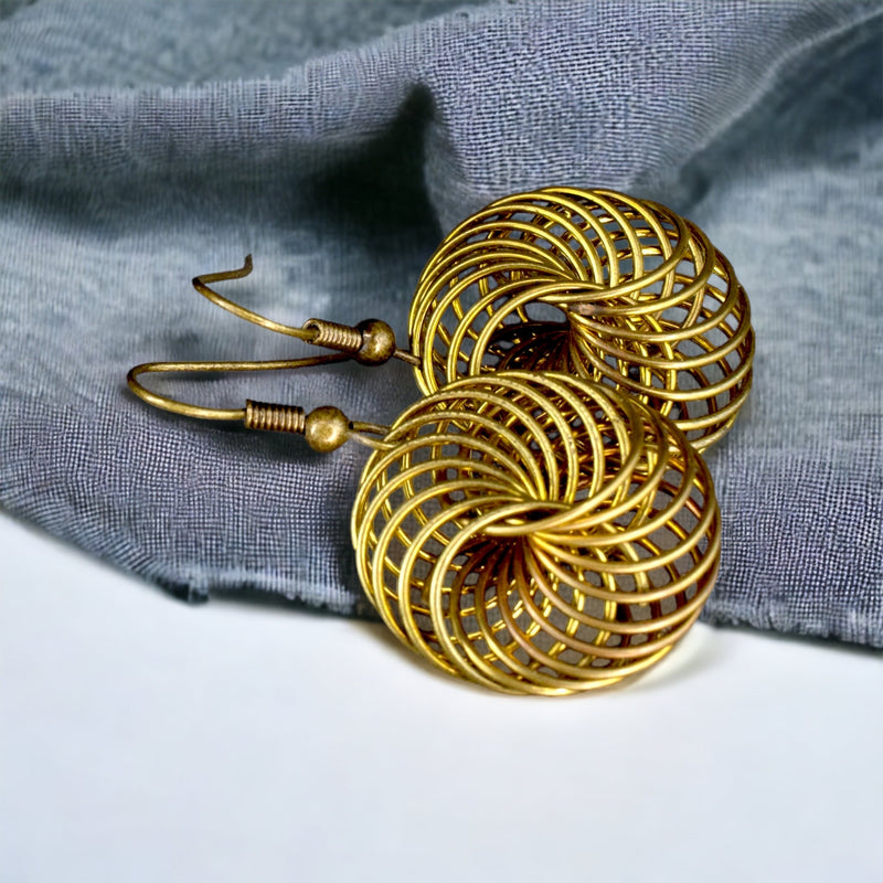 "Bird's nest" bronze earrings in Vintage style -VINOHR-83
